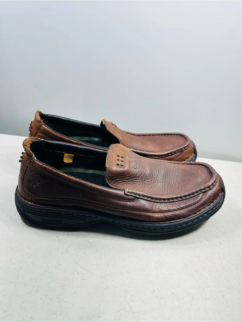 Timberland Pebbled Leather Slip On Loafer Shoe Mens Size 9,5 Brown